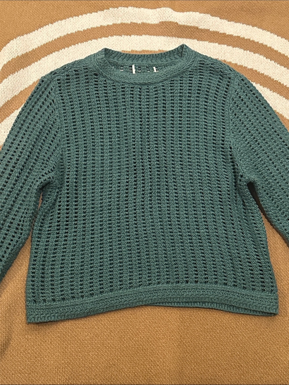Teal Eyelet Sweater